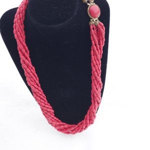Red Orange Celoide With Filigree brass Latch Six Strand Necklace